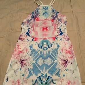 Lf multicolor floral high neck mini dress